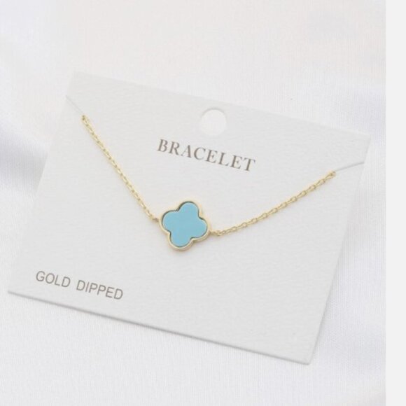 Clover Lucky Bracelet for Women one leaf Bracelet Cute Bracelets Jewelry - Blue - Picture 1 of 1